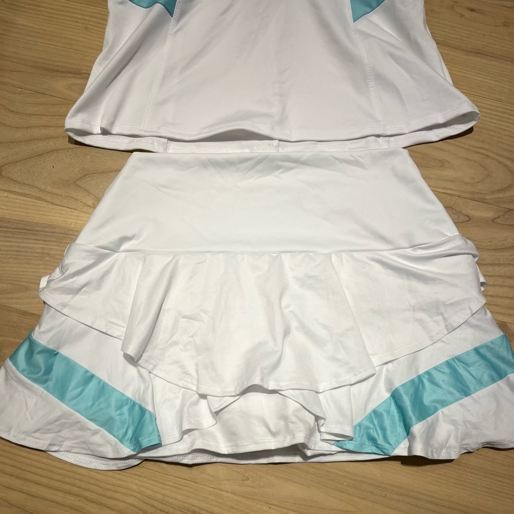 NWT K-Swiss White Tennis/Pickleball Skirt and Matching Top Luclo Wave Colorblock - Picture 4 of 6